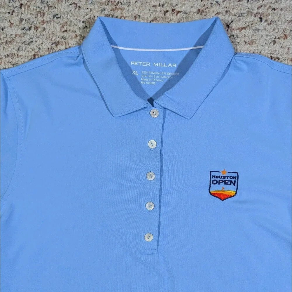 Peter Millar Houston Open Golf Polo Shirt UPF 50+ Womens XL Blue Short Sleeve - Picture 3 of 6